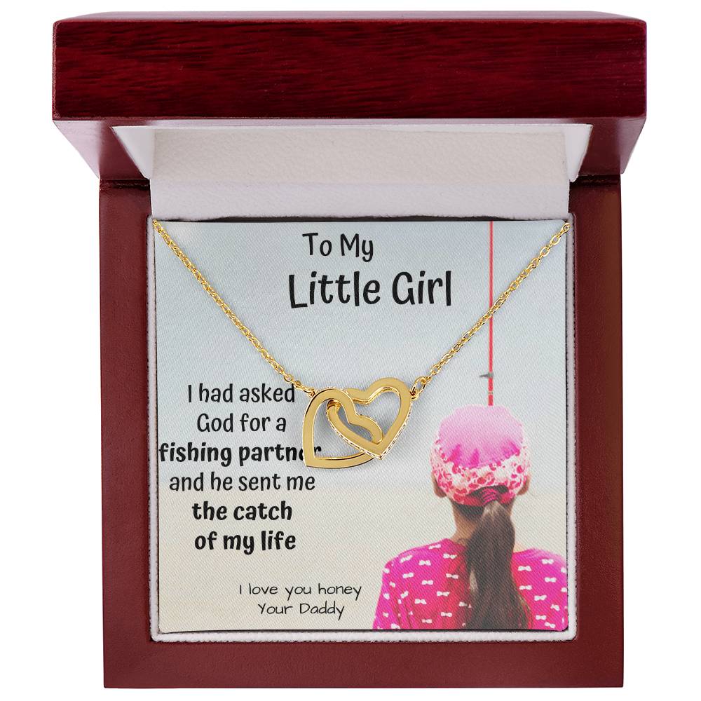 To My Little Girl Interlocking Heart Necklace With Message Card Interlocking Hearts Necklace