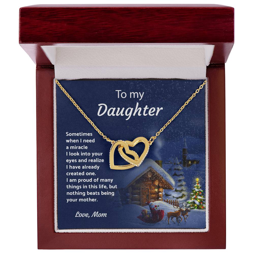 To My Daughter - When I Need A Miracle - Necklace Interlocking Hearts Necklace