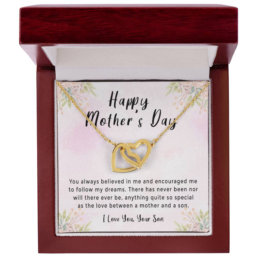 Mother'S Day Gift Necklace From Son On Interlocking Hearts Necklace