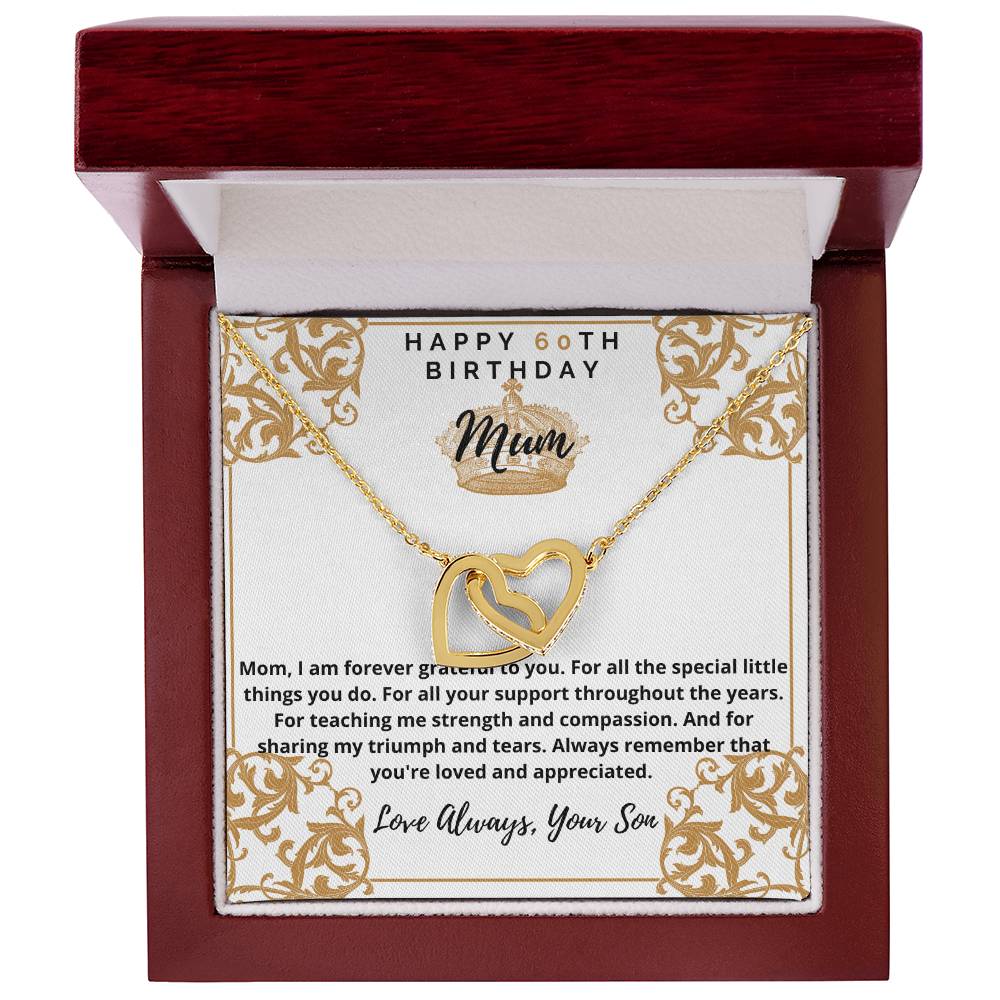 60Th Birthday Gift For Mum Interlocking Hearts Necklace