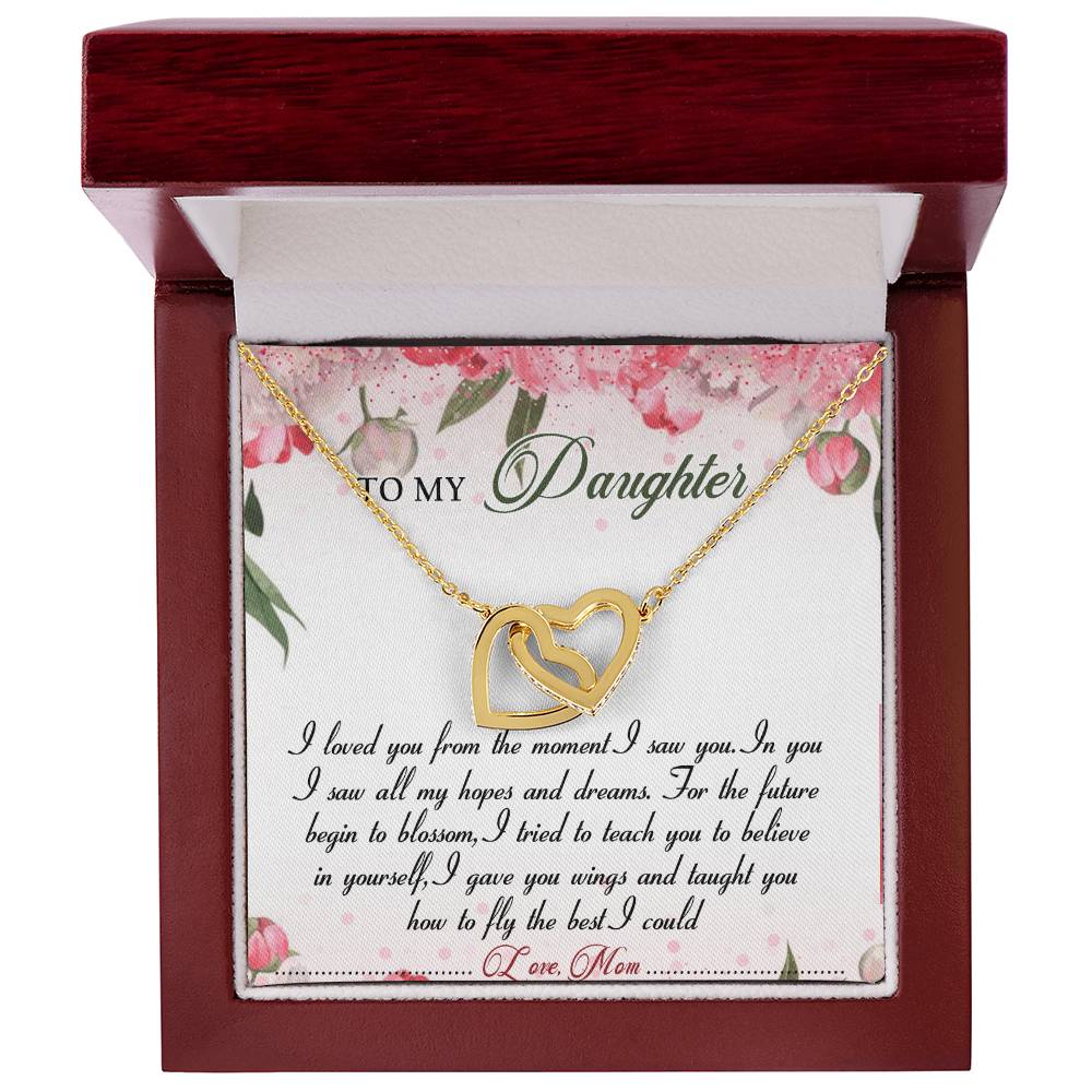 To My Daughter Interlocking Hearts Necklace Message Card