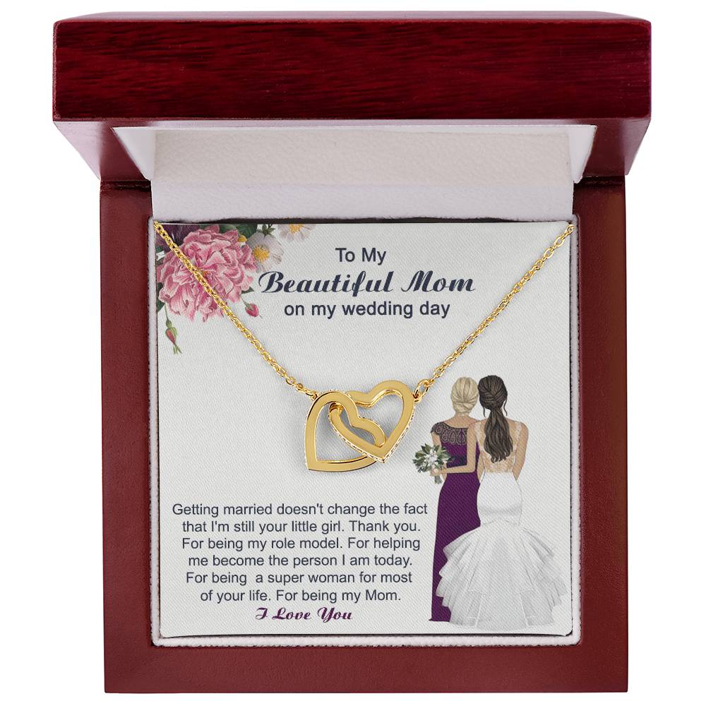 Mom Wedding Gift From Bride Mother - Necklace Interlocking Hearts Necklace
