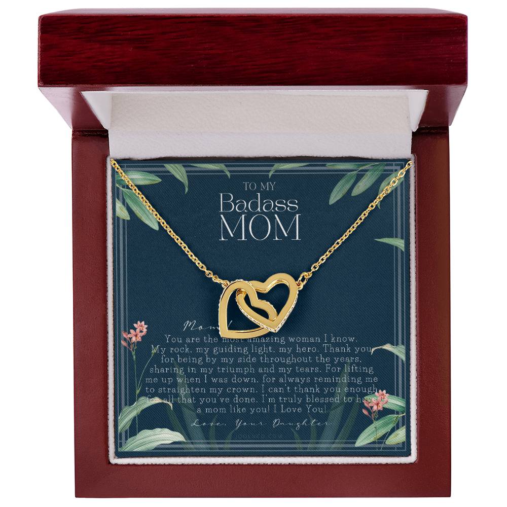 To My Badass Mom Necklace Mother’S Day Gift Daughter To Mom Gift Gift From Daughter To Mom On Wedding Day Mom Gift Birthday Gift Interlocking Hearts Necklace