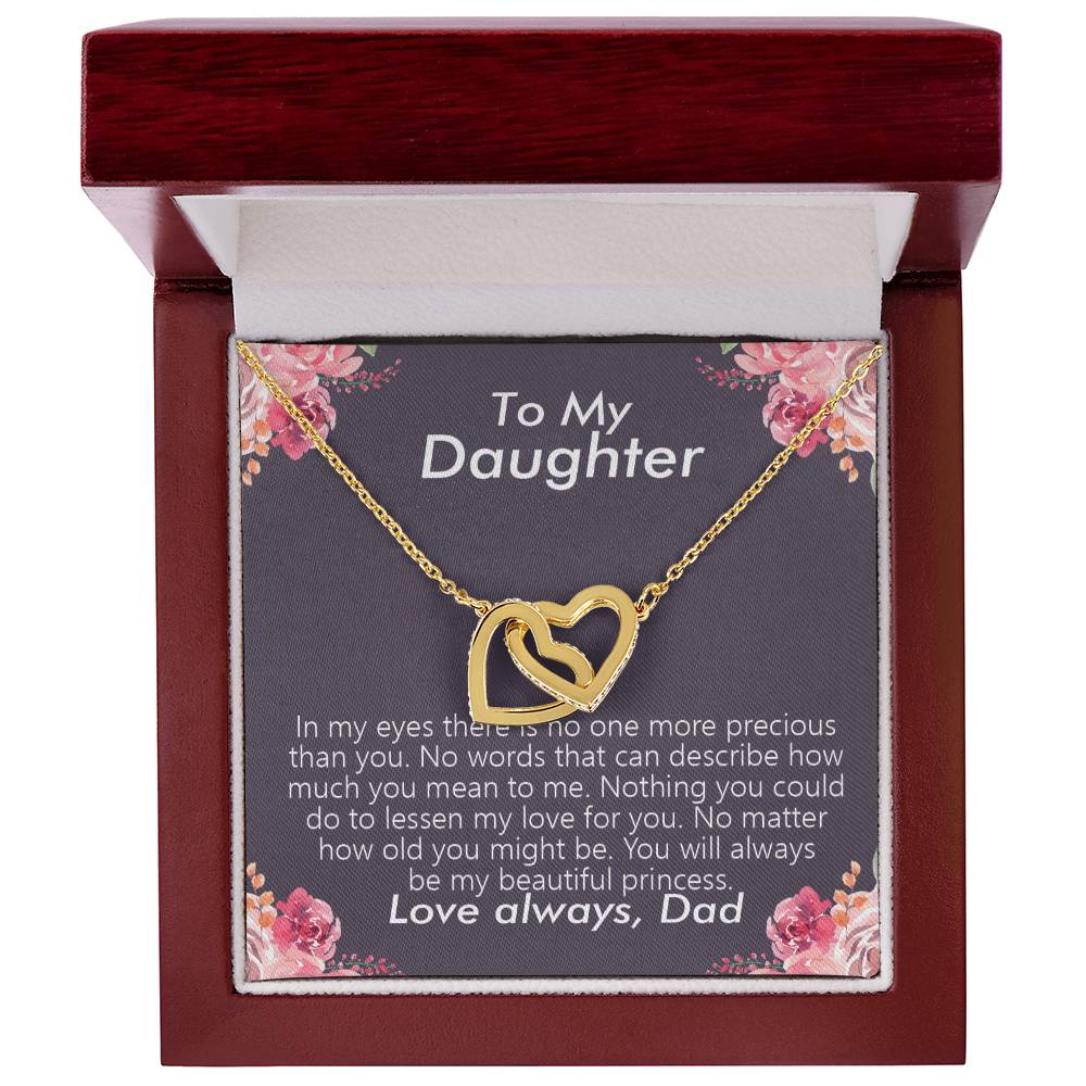 To My Daughter - Always Be My Princess Necklace - [Limited Time Offer] Interlocking Hearts Necklace