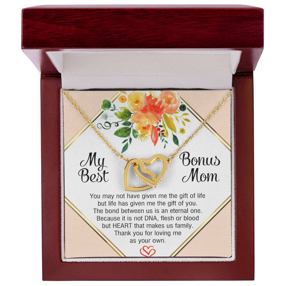 My Best Bonus Mom - Mother'S Day Interlocking Heart Necklace Interlocking Hearts Necklace