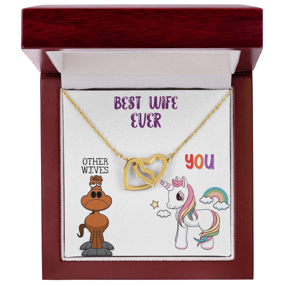 Necklace Gift For Wife Best Wife Ever Jewelry Mother'S Day Gift For Wife Birthday Present Annivesary Gift Interlocking Hearts Necklace