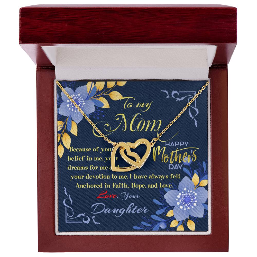 Interlocked Hearts Necklace Gift Set - From Daughter To Mom Interlocking Hearts Necklace