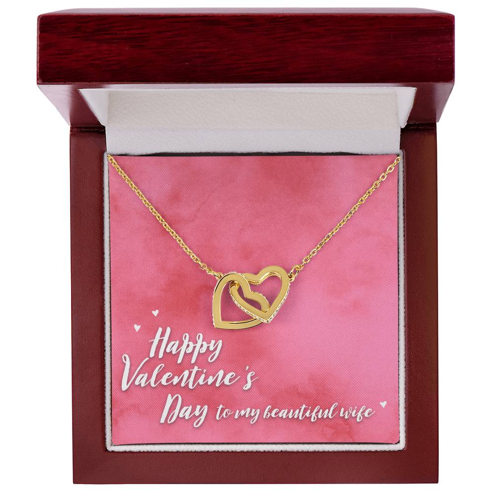 Happy Valentine'S Day Interlocking Hearts Necklace Gift From Husband To Wife Romantic Gift For Spouse
