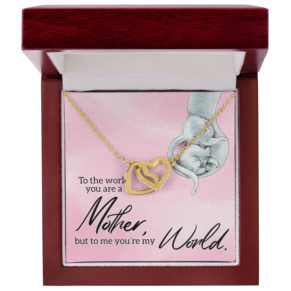 To My Mom World Love You Always Interlocking Hearts Necklace