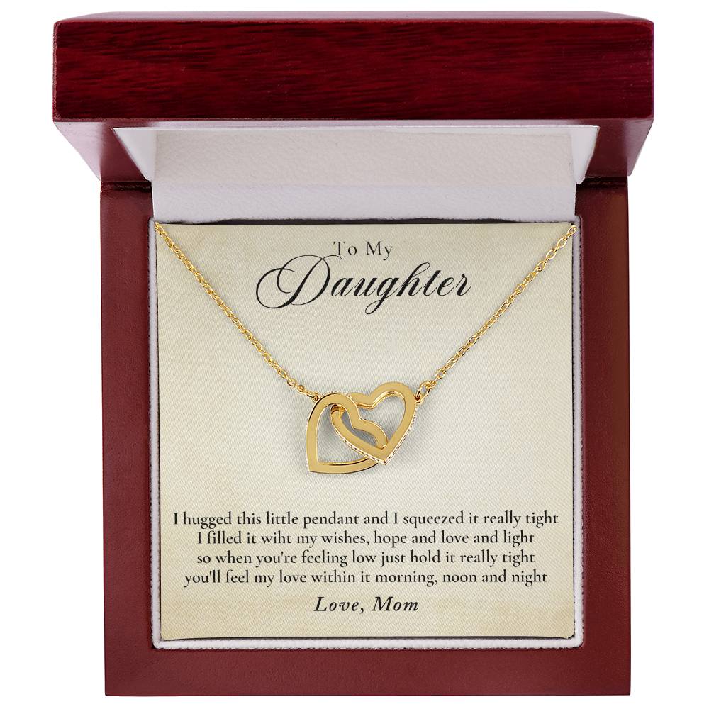 To My Daughter - Love Mom Interlocking Hearts Necklace