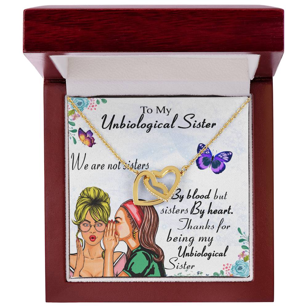 To My Unbiological Sister Necklace Interlocking Hearts Necklace