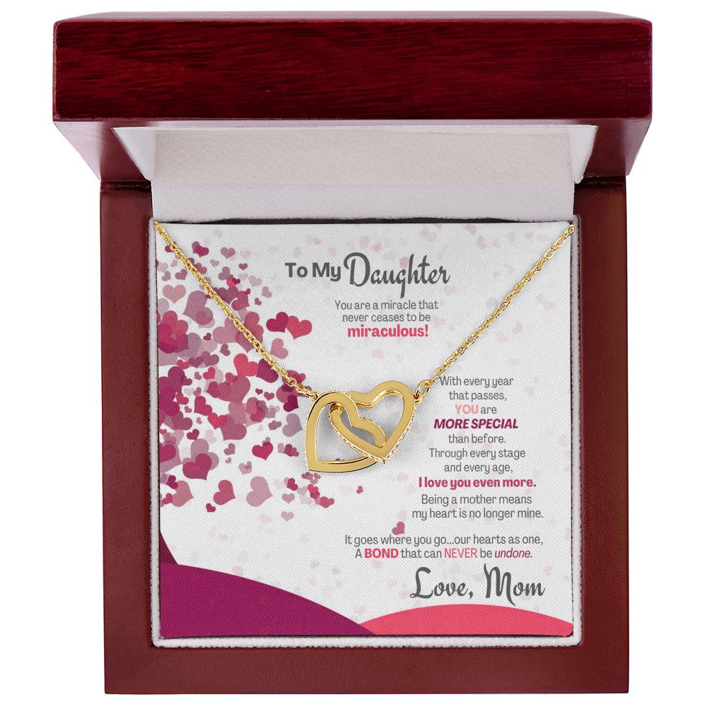 A Bond That Can Never Be Undone - Interlocking Hearts Necklace Gift For Daughter From Mom