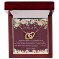 Dear Mom Watercolor Flower Interlocking Hearts Necklace Mother'S Day Message Card