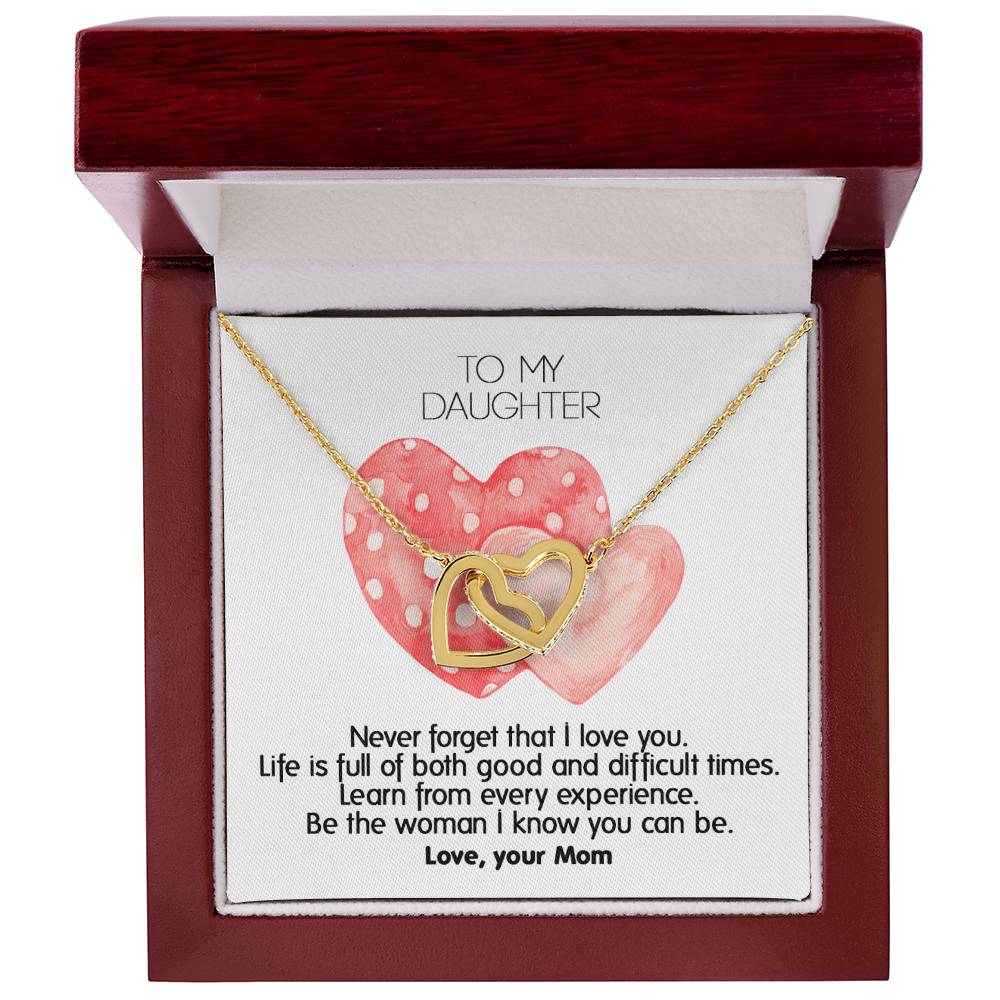 Never Forget That I Love You - Unique Gift For Daughter Interlocking Hearts Necklace