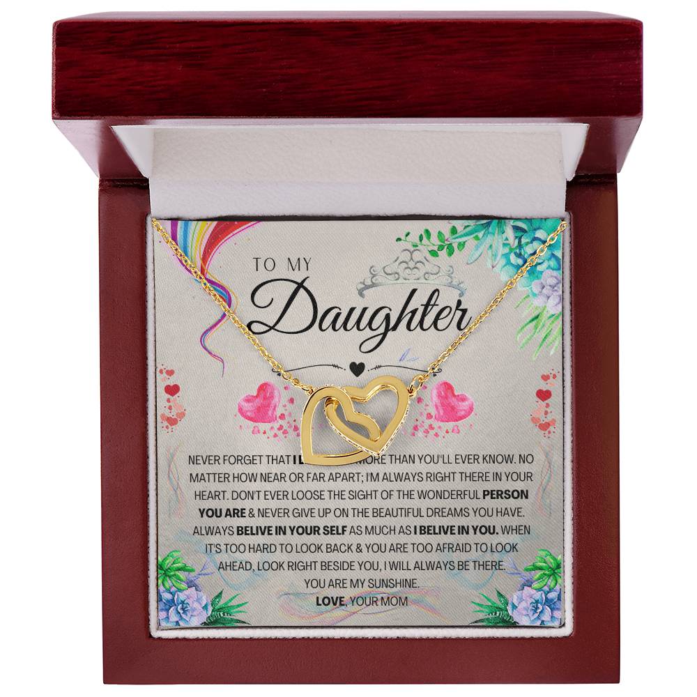 To My Daughter Interlocking Hearts Necklace
