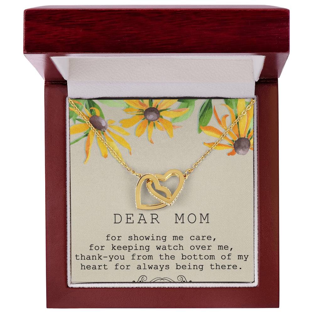 Dear Mom Interlocking Hearts Necklace Message Card