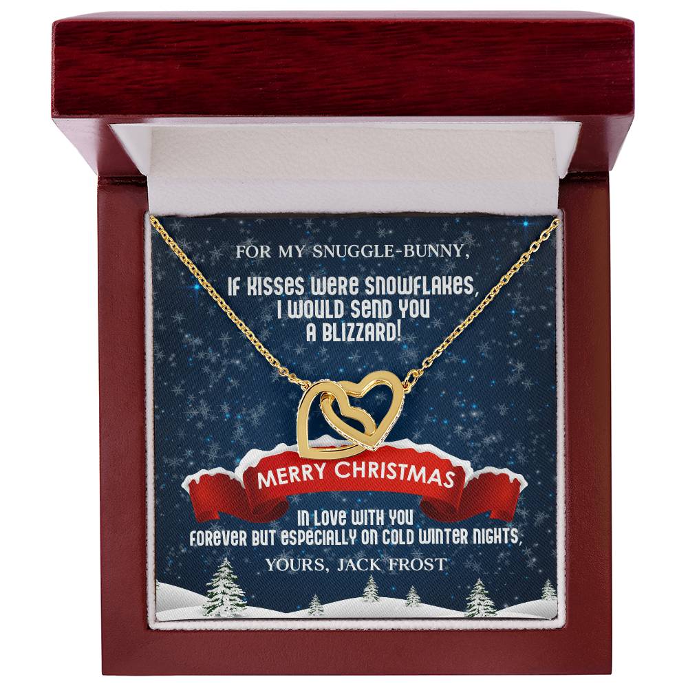 Husband To Wife - If Kisses Were Snowflakes - Customizable Christmas Gift Interlocking Hearts Necklace