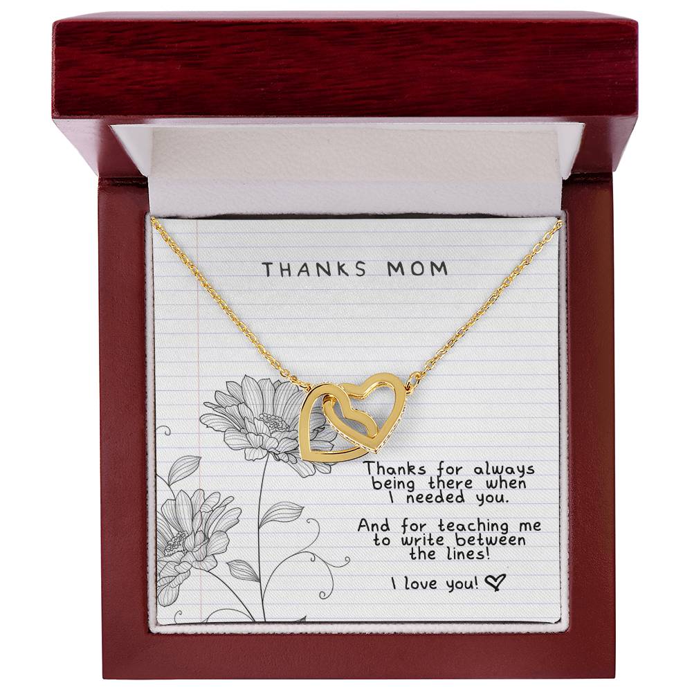 Thanks Mom - Always There For Me - Interlocking Necklace Interlocking Hearts Necklace