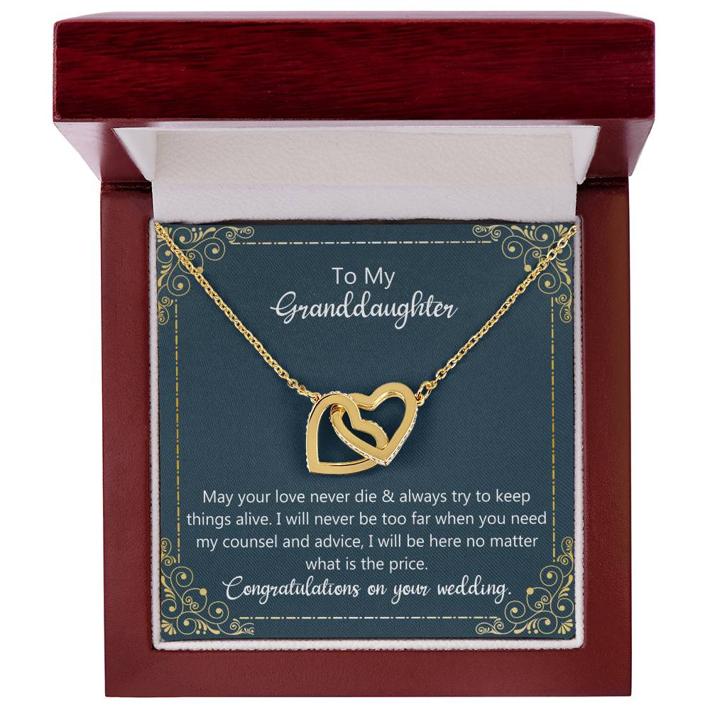 May Your Love Never Die - Granddaughter Wedding Gift Interlocking Hearts Necklace