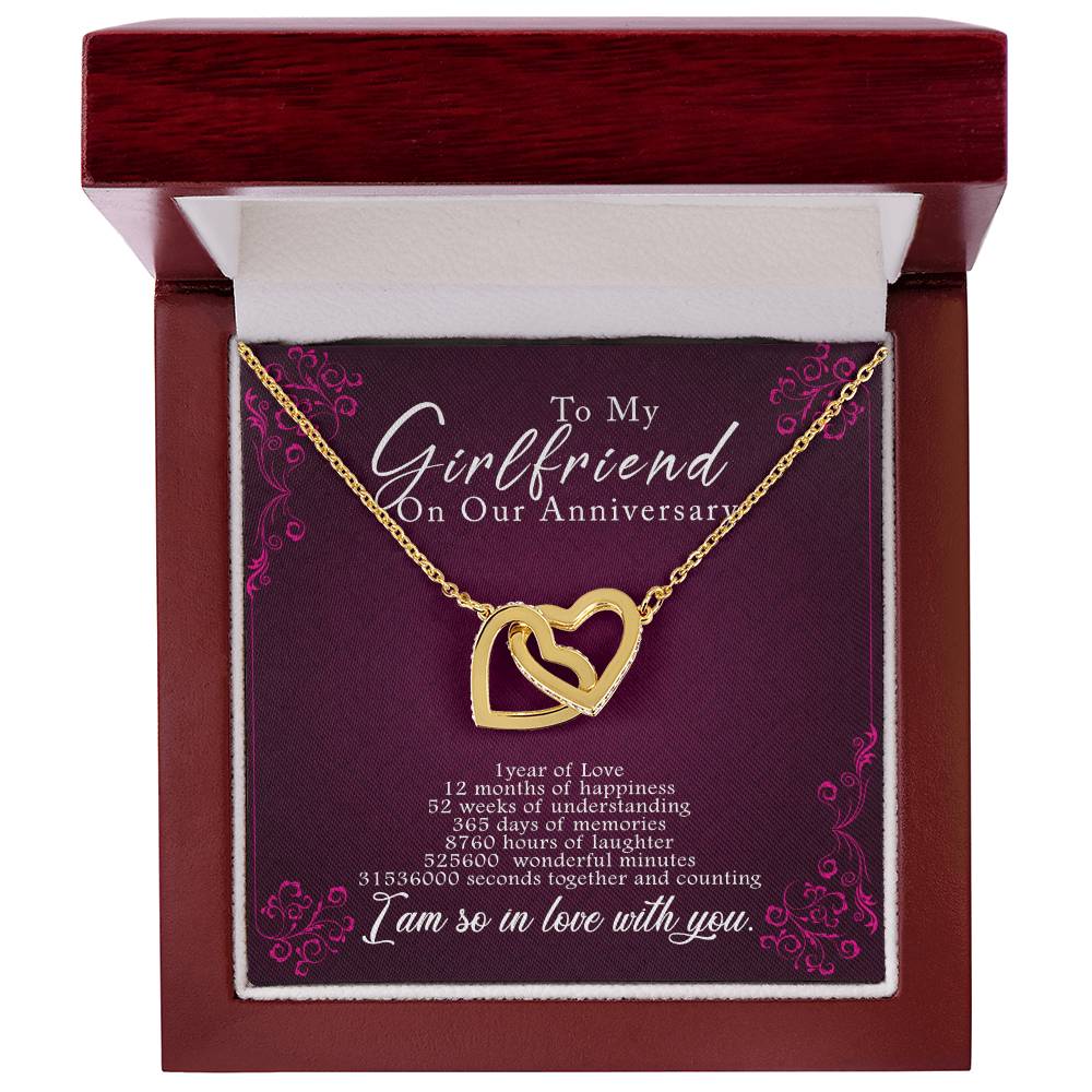 1 Anniversary Girlfriend Interlocking Hearts Necklace