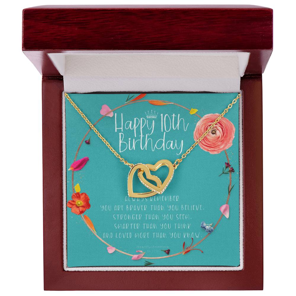 10Th Birthday Gift For Girl Birthday Gift For 10 Year Old Tenth Birthday Birthday Gift Little Girl Personalized Necklace Heart Necklace Interlocking Hearts Necklace