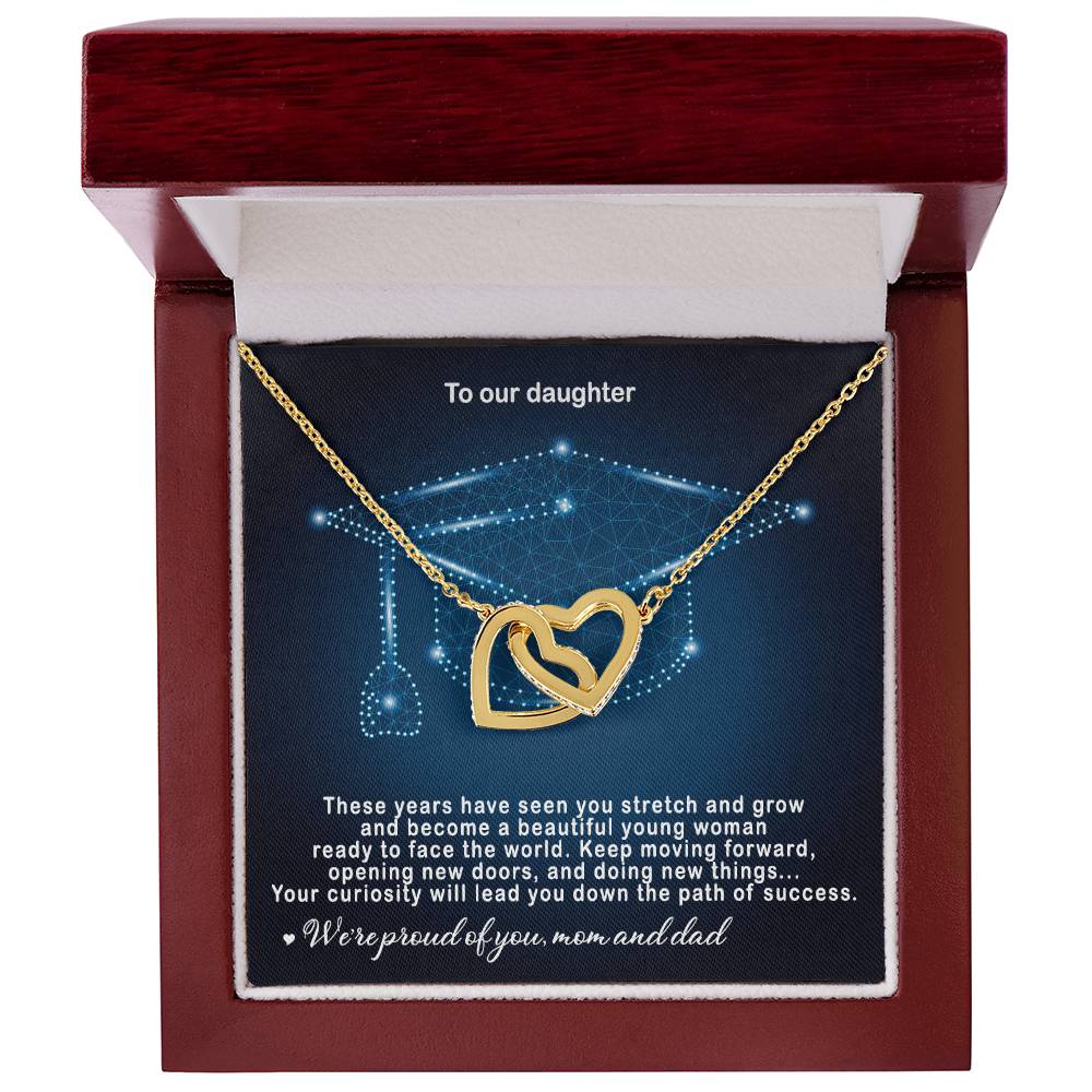 Hey Parents! Beautiful Graduation Gift - Unique Necklace Interlocking Hearts Necklace