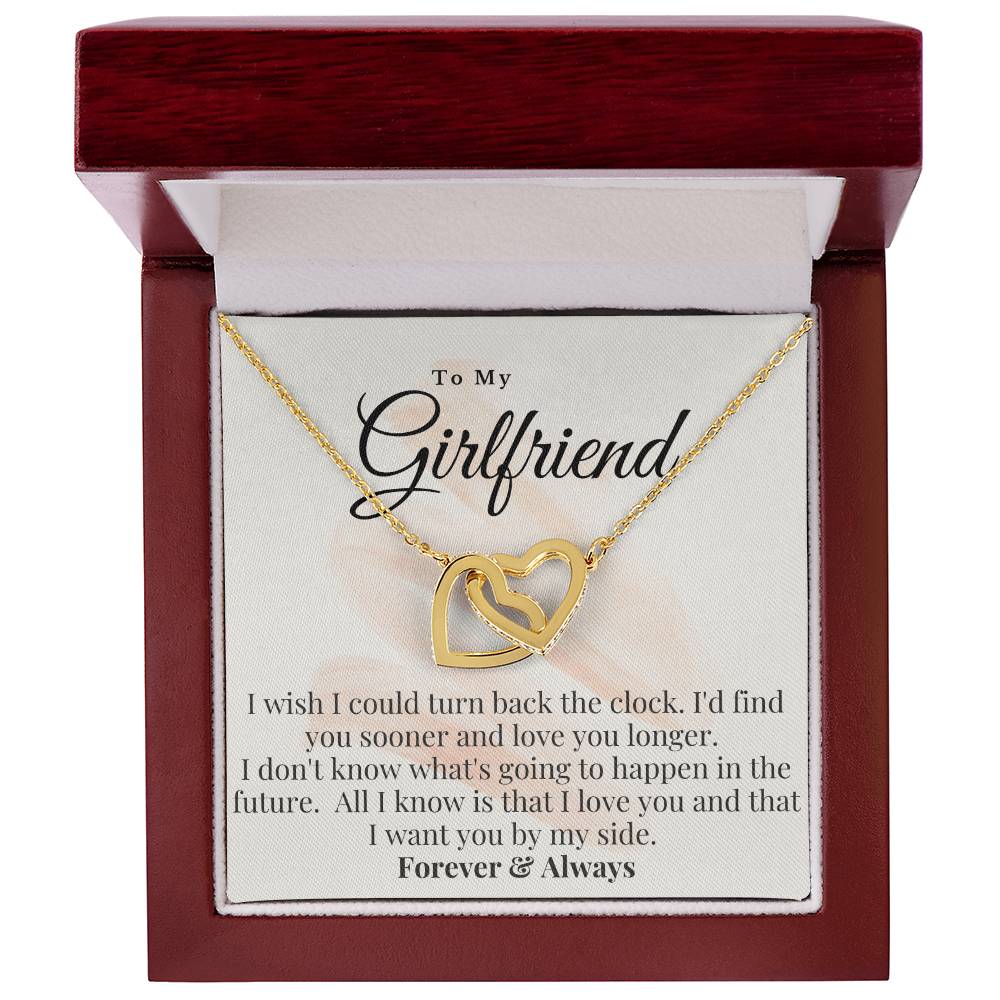 To My Girlfriend-I Want You By My Side Interlocking Hearts Necklace
