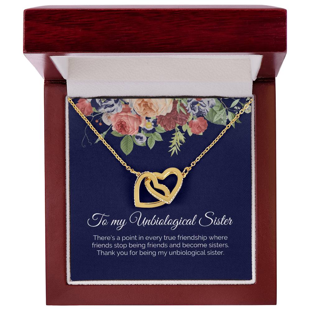 To My Unbiological Sister True Friendship Interlocked Hearts Necklace Interlocking Hearts Necklace