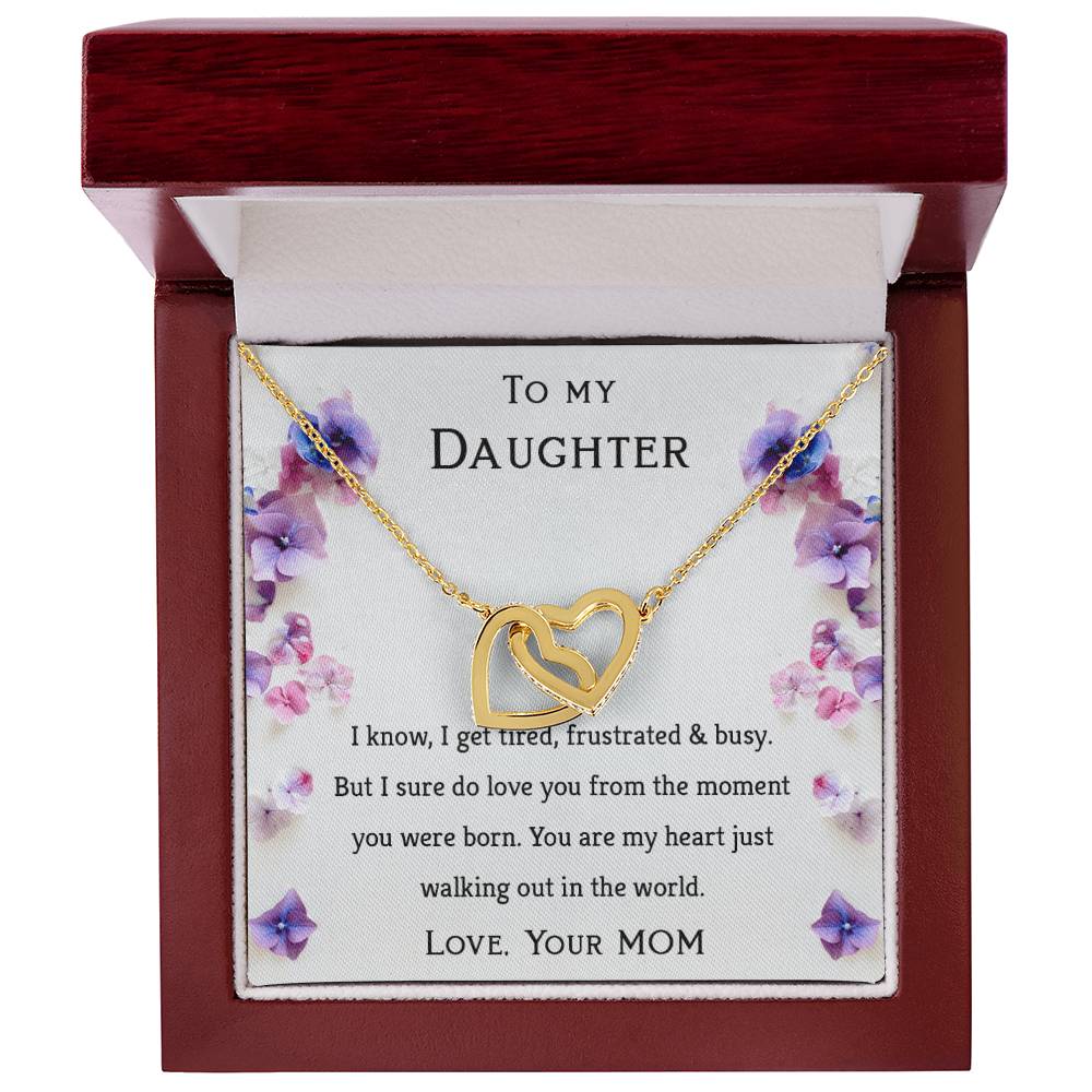 To My Daughter- You'Re My Heart Just Walking Out In The World- Necklace Interlocking Hearts Necklace