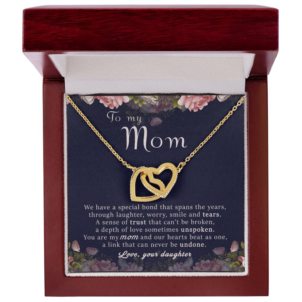 To My Mom Gift For Mother'S Day Interlocking Hearts Necklace