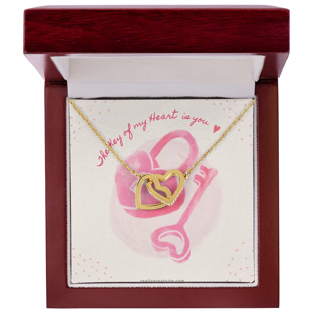The Key Of My Heart Is Yours Interlocking Hearts Necklace