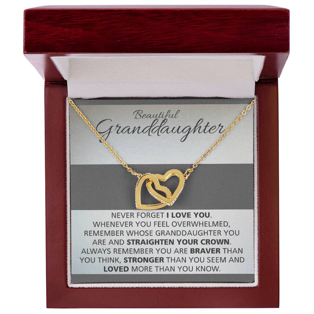 Granddaughters - Straighten Crown Necklace Interlocking Hearts Necklace