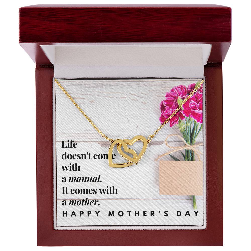 Happy Mother'S Day Double Heart Necklace Interlocking Hearts Necklace