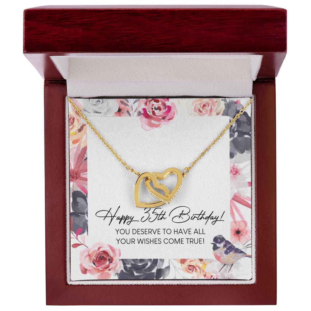 Happy 35Th Birthday Interlocking Hearts Necklace Message Card