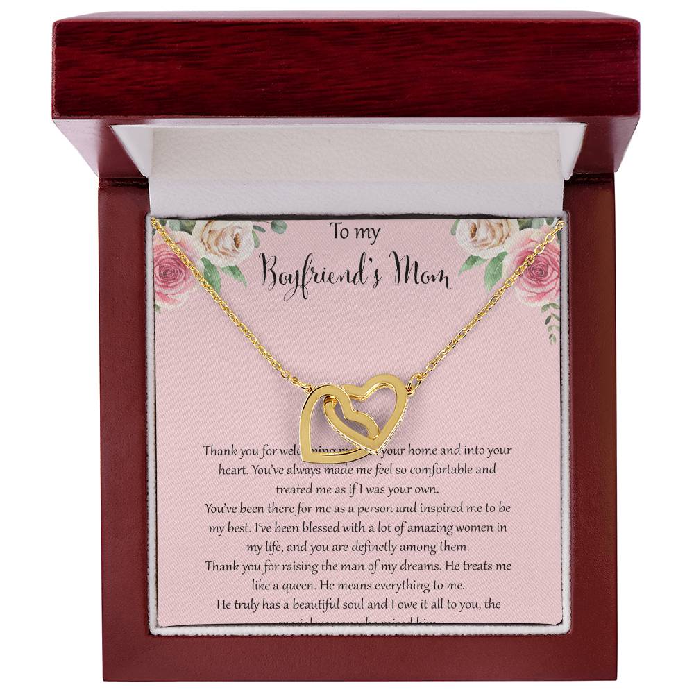To My Boyfriends Mom - Pink Interlocking Hearts Necklace