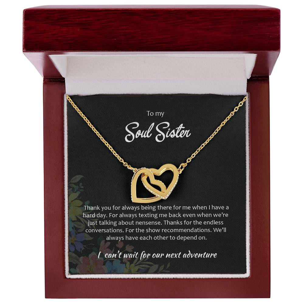 Soul Sister - Double Hearts Necklace Interlocking Hearts Necklace