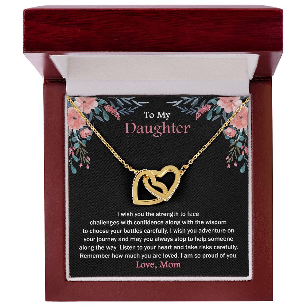 To My Daughter - Remember How Much You Are Loved - Necklace Interlocking Hearts Necklace