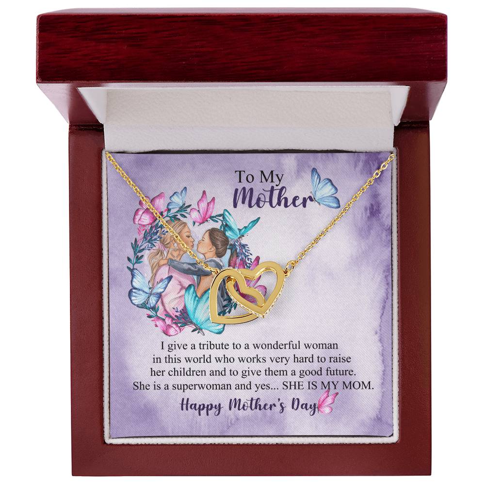 Happy Mother'S Day - Best Mom Mother'S Day Two Hearts Pendant Gift Interlocking Hearts Necklace