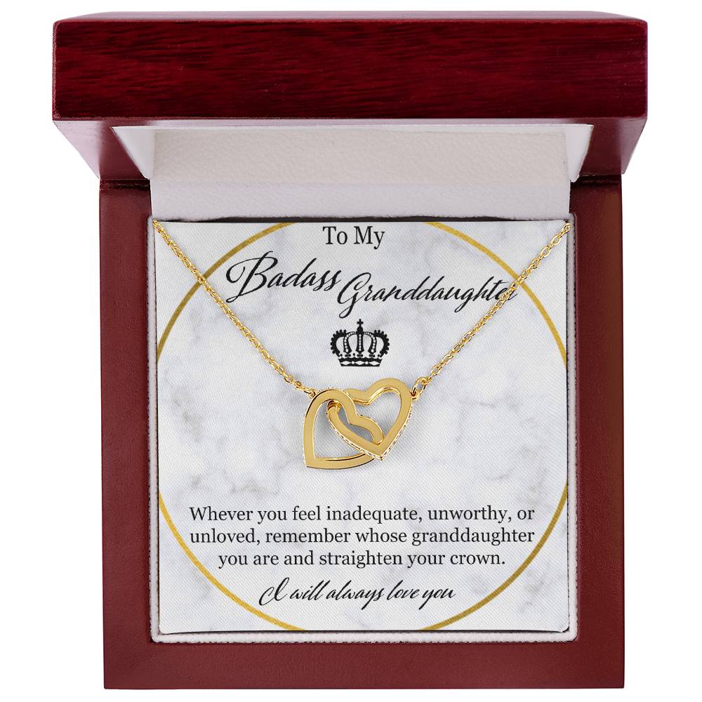 To My Badass Granddaughter Interlocking Hearts Necklace