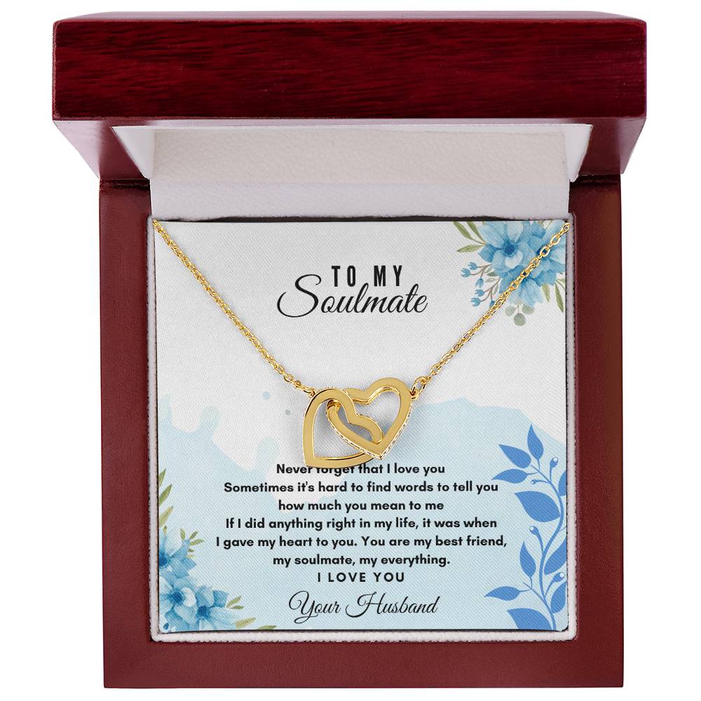 To My Soulmate Interlocking Hearts Necklace