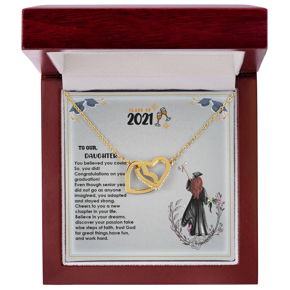 Interlocked Never-Ending Love Necklace For Believer Graduate Daughter Interlocking Hearts Necklace