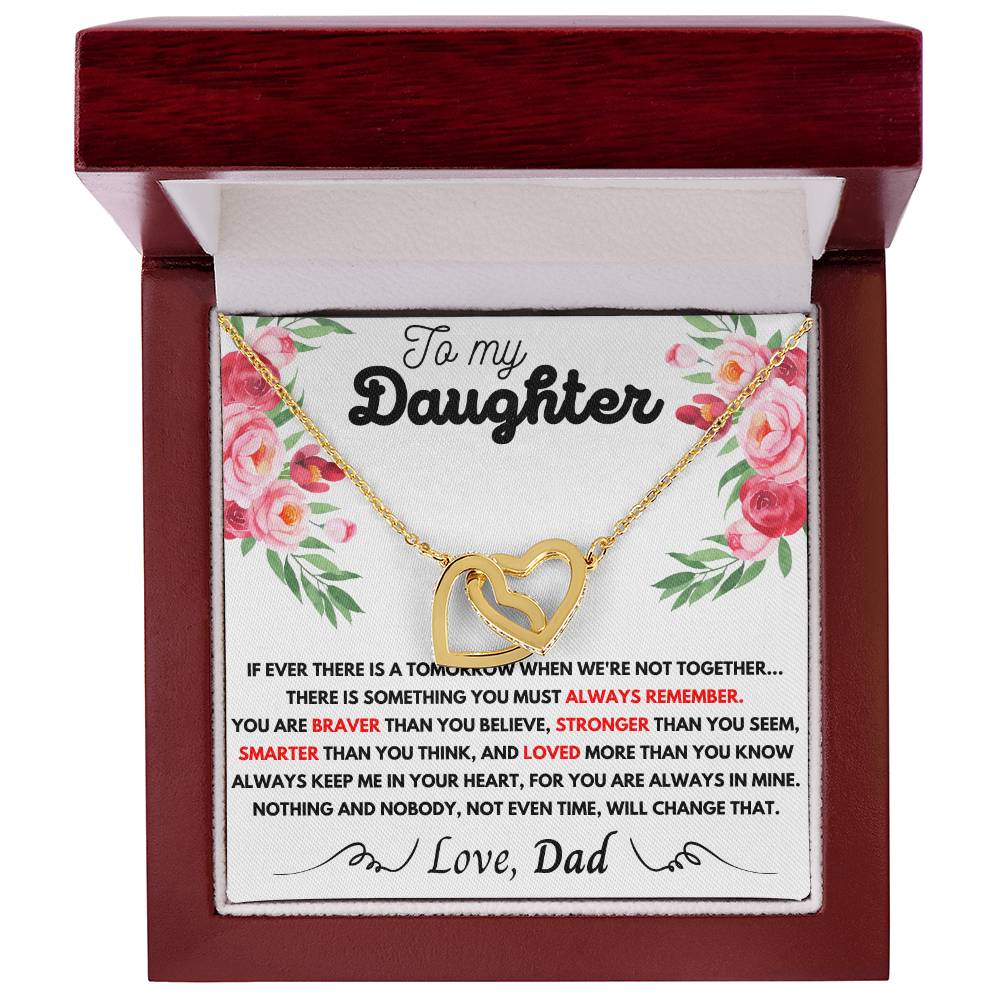 To My Daughter - My Love Is Forever Dad - Necklace Interlocking Hearts Necklace