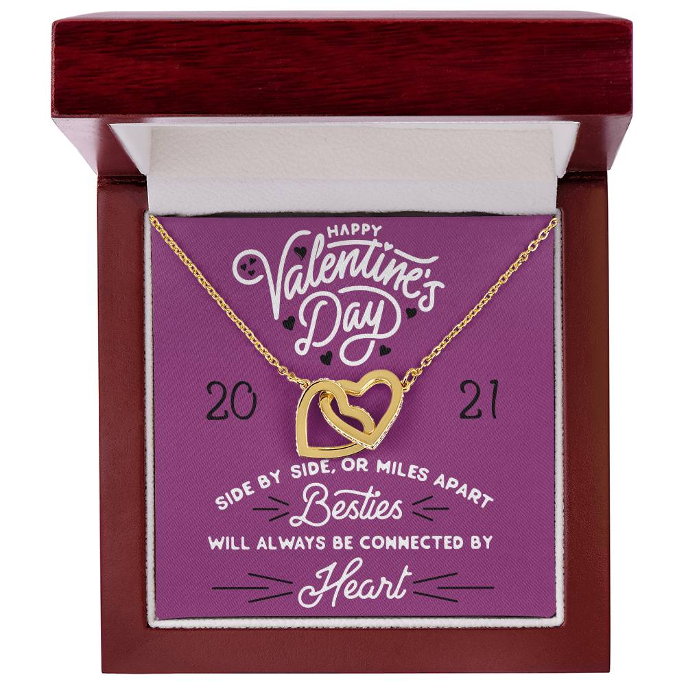Besties Will Always Be Connected By Heart Interlocking Hearts Necklace