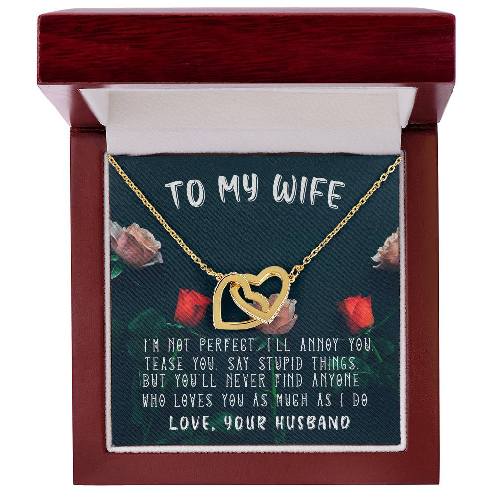 Husband To Wife - I'M Not Perfect Interlocking Hearts 3D Necklace Interlocking Hearts Necklace