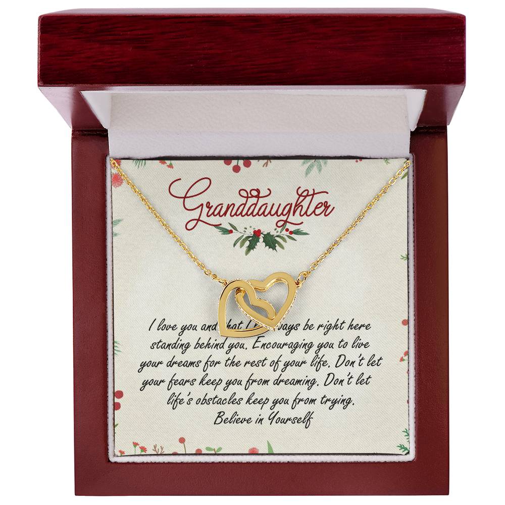 Granddaughter Interlocking Hearts Necklace Message Card