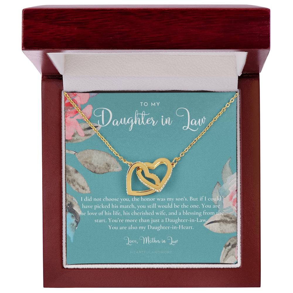 Daughter-In-Law Gift Necklace Wedding Gift Jewelry From Mother-In Law Gift For Bride Daughter-In-Heart Interlocking Hearts Necklace