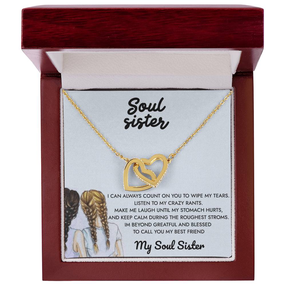 To My Soul Sister -My Reflection Pal Partner In Crime - Necklace Interlocking Hearts Necklace