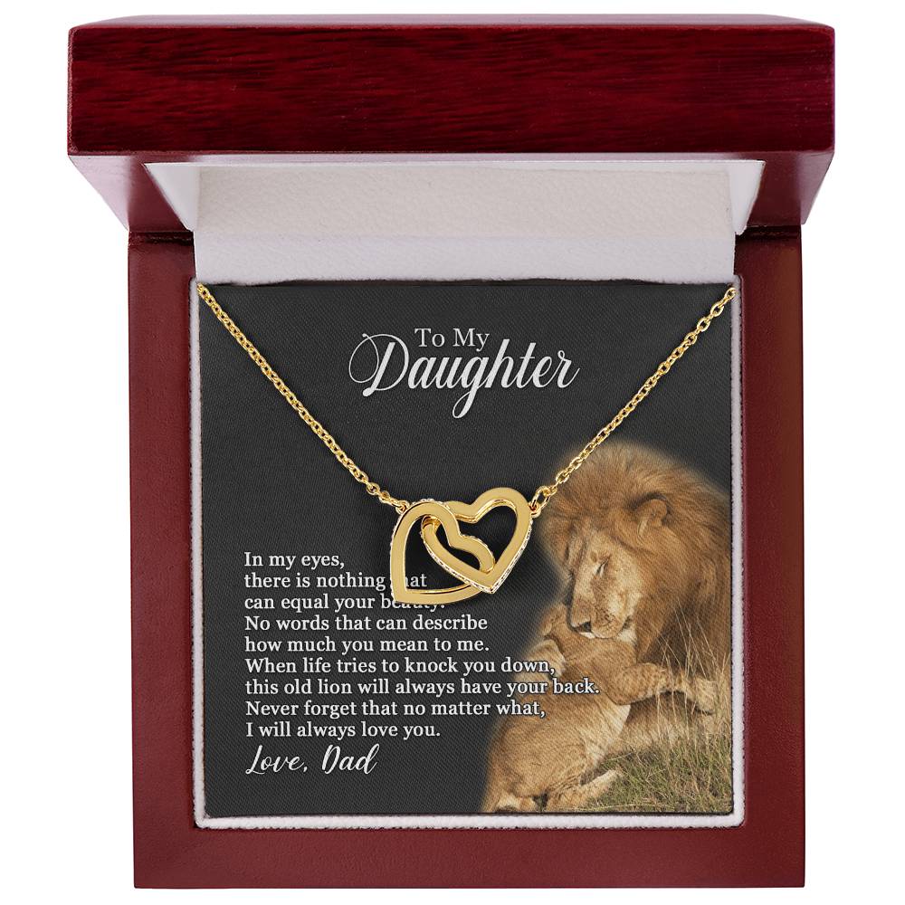 To My Daughter - There Is Nothing That Can Equal Your Beauty - Necklace Interlocking Hearts Necklace