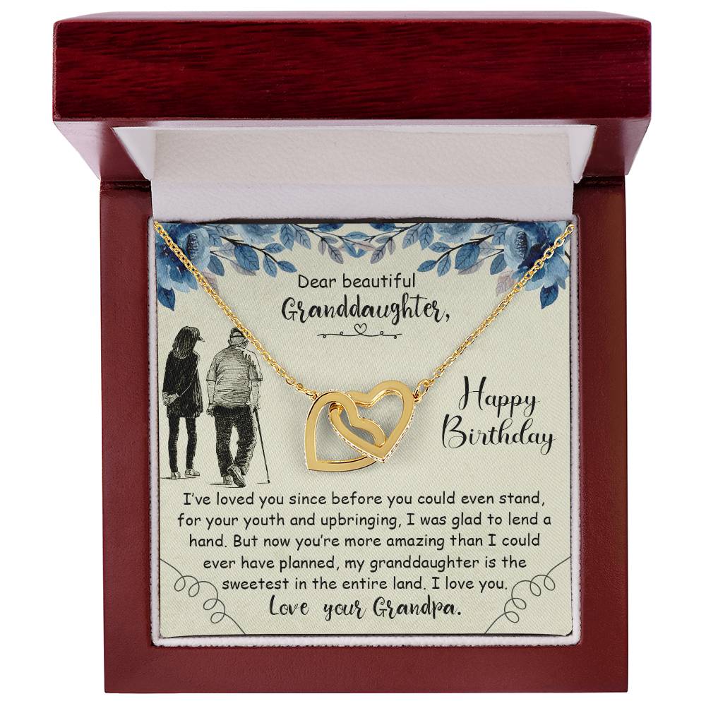 Dear Beautiful Granddaughter Interlocking Hearts Necklace