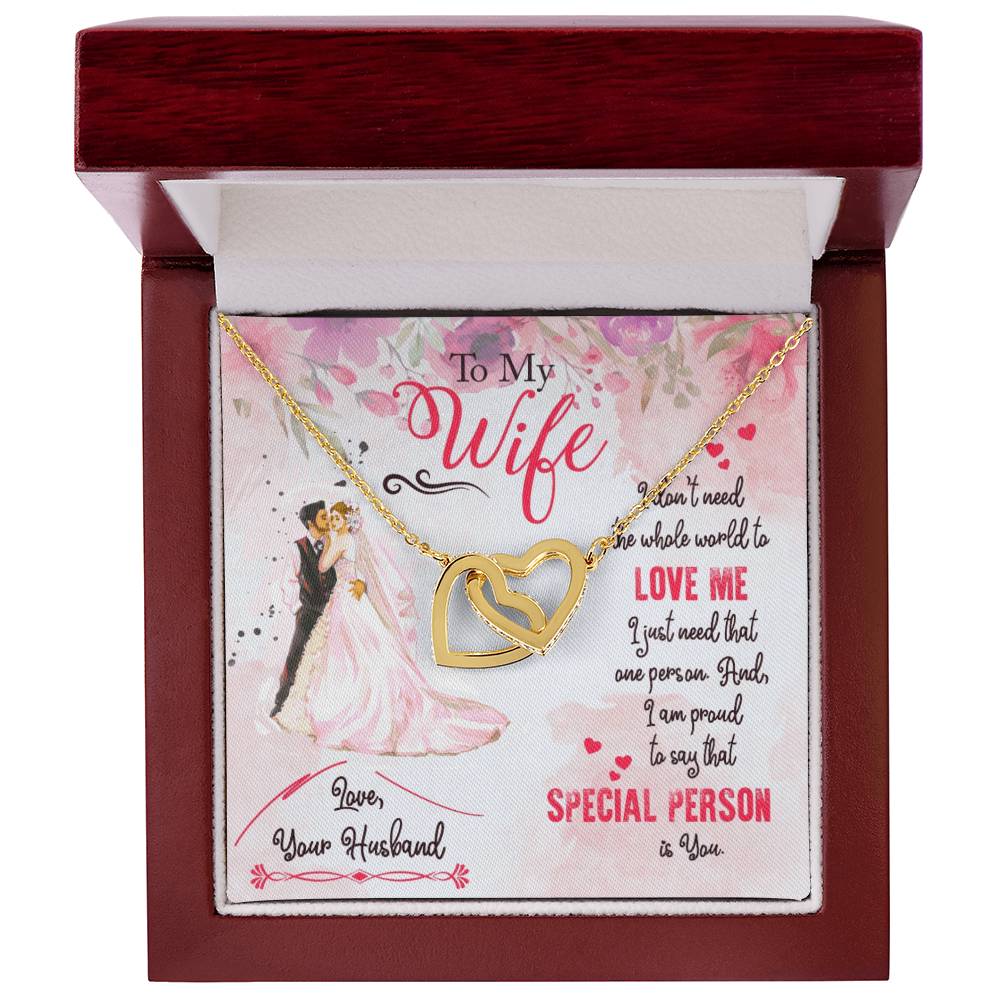 To My Wife Interlocking Hearts Necklace